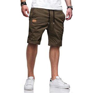 Men's Casual Cotton Shorts, Drawstring Stretch Twill, Summer Beach‎ Golf Chino